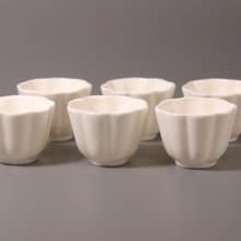 敦睦窯 德化模刻印花玉瓷杯 小瓜稜 六入一組