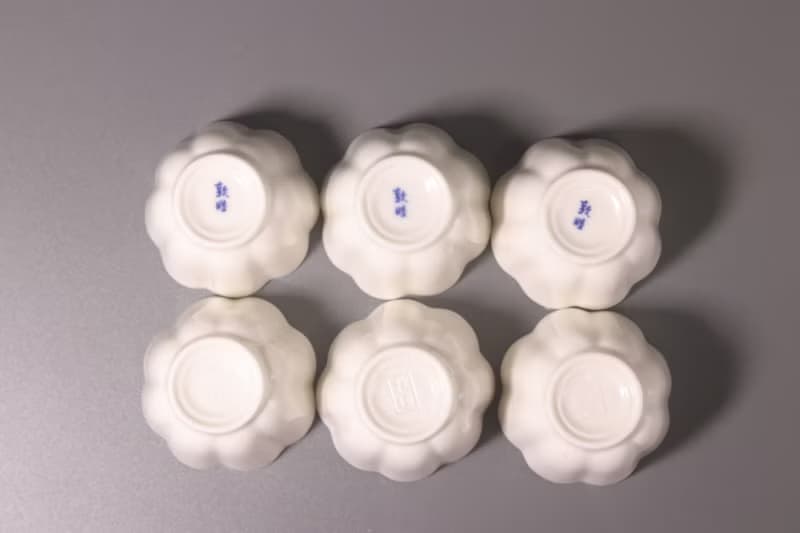 敦睦窯 德化模刻印花玉瓷杯 小瓜稜 六入一組