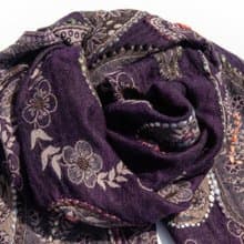 喀什米爾Cashmere/刺繡圍巾/水煮羊毛披肩/針織圍巾/羊絨披巾-花