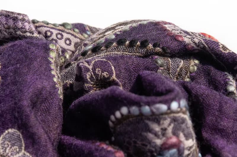 喀什米爾Cashmere/刺繡圍巾/水煮羊毛披肩/針織圍巾/羊絨披巾-花