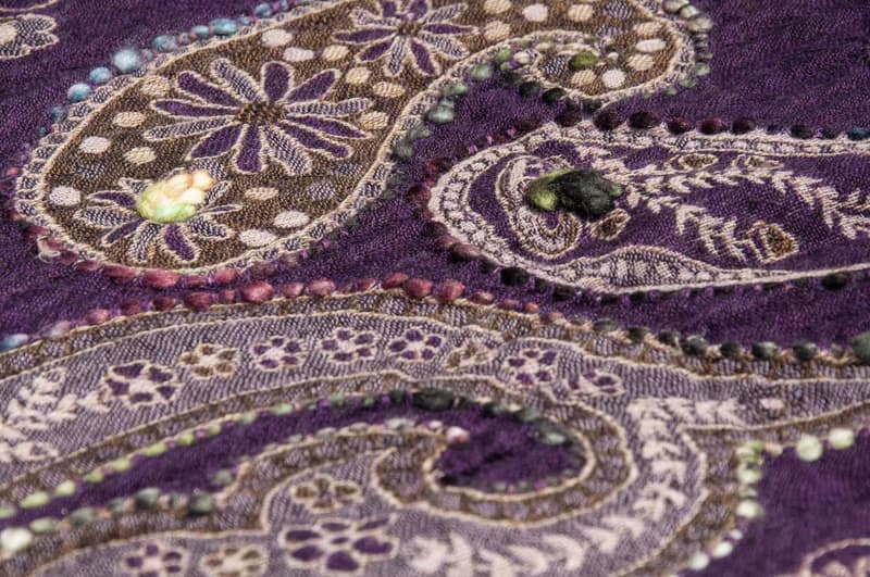 喀什米爾Cashmere/刺繡圍巾/水煮羊毛披肩/針織圍巾/羊絨披巾-花