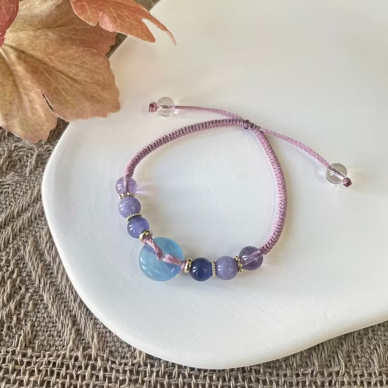 正念海藍寶平安扣編織手鍊