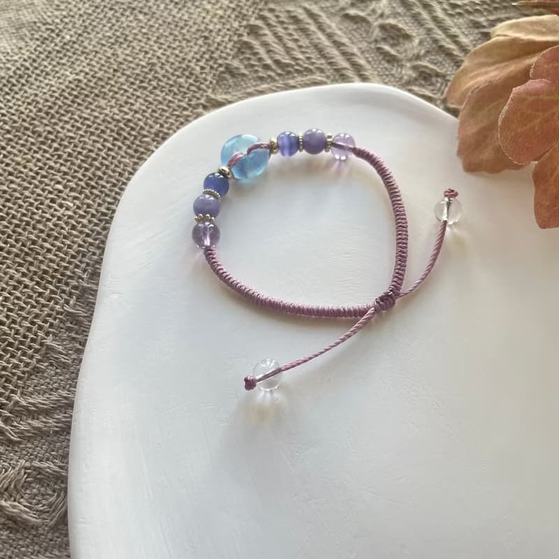 正念海藍寶平安扣編織手鍊