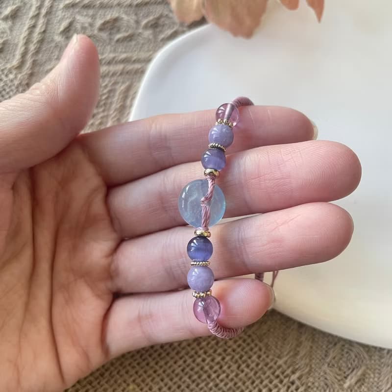 正念海藍寶平安扣編織手鍊