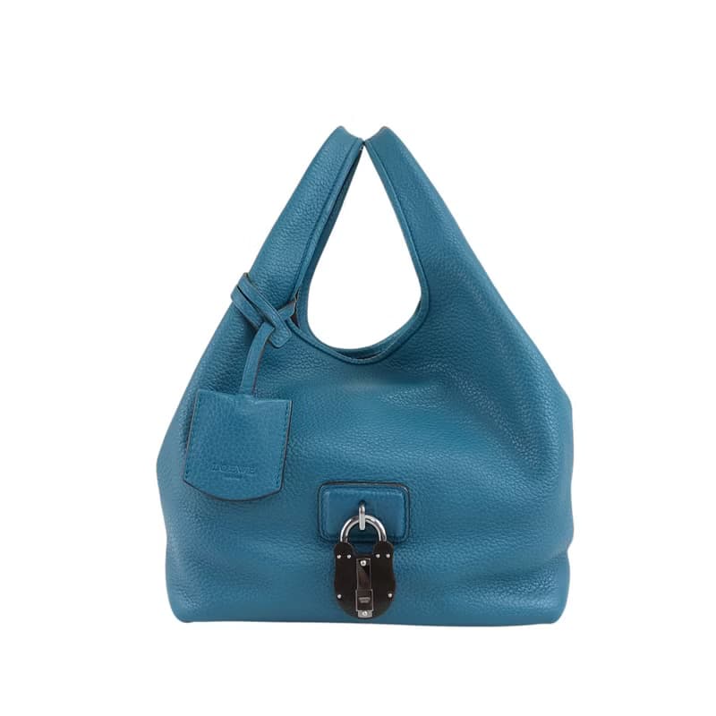【 日本直送　名牌中古包 】LOEWE ロエベ カリエPM ハンドバッグ ブルー カデナモチーフ レザー ミニバッグ vintage ヴィンテージ 2t2tsk