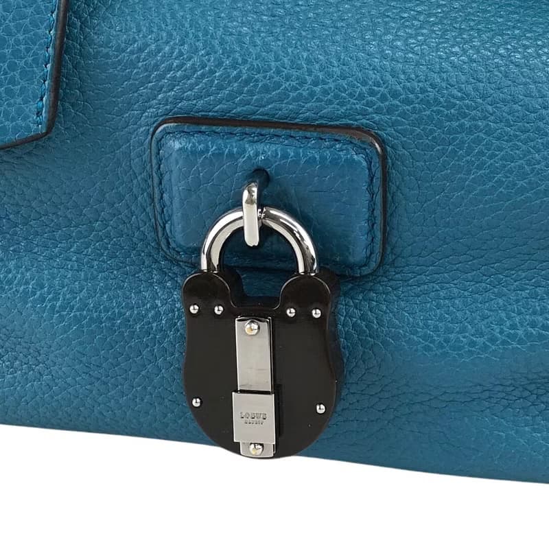 【 日本直送　名牌中古包 】LOEWE ロエベ カリエPM ハンドバッグ ブルー カデナモチーフ レザー ミニバッグ vintage ヴィンテージ 2t2tsk
