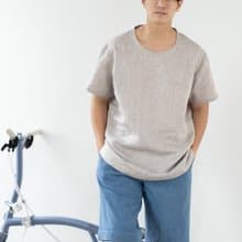 Blue & J Natural Linen Crew Neck Shirt - Light Grey
