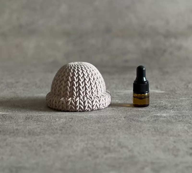 紅色潮流毛帽/擴香石/水泥/擺件/交換禮物/附贈1ml雪松精油