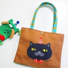 E*group 肩背袋 雙面設計 黑喵 巧克力抹茶  帆布袋 手提袋 貓