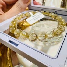 天然輕透料黃金細髮鈦金鈦晶7.8-8.3mm17.44g旺事業招財陽氣