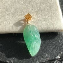 天然緬甸玉翡翠項鍊冰翠綠玉葉 一夜致富 14kgf注金