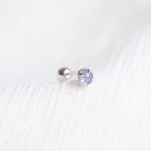 丹泉石925純銀蛋糕爪鑲轉珠耳環