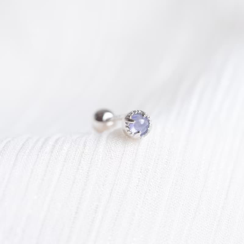 丹泉石925純銀蛋糕爪鑲轉珠耳環