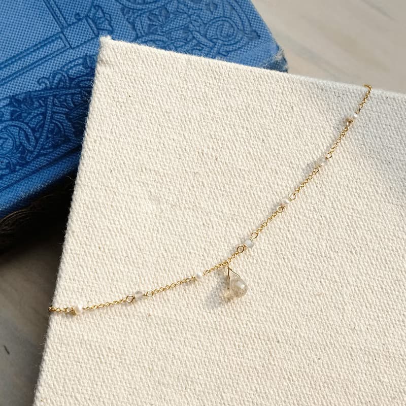 14K包金水滴寶石華麗款手鍊-拉長石