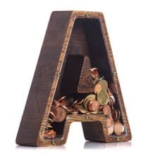 Personalized baby shower gift Wood piggy bank LETTER for boys girls adult