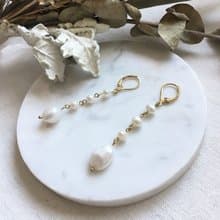 The tears 珍珠耳環 淡水珍珠 黃銅
