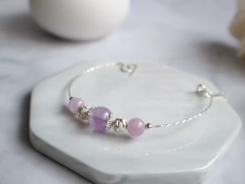 【Amethyst Series】原創DIY手環 薰衣草紫晶 紫鋰輝 925純銀手鍊