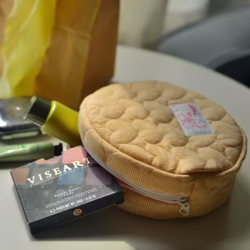 Sweetstore Supply原創細黃條紋可愛簡約清新收納圓餅包