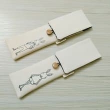 環保餐具收納袋 組合筷專用 雙層筷袋 手繪兔子款2入