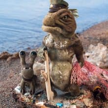 Border guard Fishiosaur Latimerovich, interior sculpture fantasy figurine