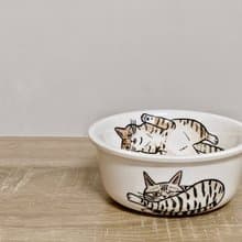 彩繪陶瓷碗 貓奴系列 陶瓷碗 飯碗  虎斑貓