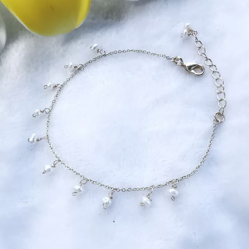 14Kgf / 925純銀天然珍珠米粒手鍊