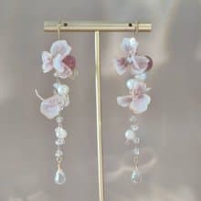 飛花 | 草莓晶 | 耳夾耳鈎 | 手作婚禮樹脂水晶花飾品