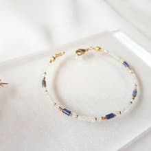 有你的天空 ‧ 月光石 藍點石 串珠 細手環 6月誕生石