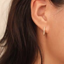 六邊形微鑲鋯石s925銀耳環耳扣 18k金色耳釘耳環 交換禮物推薦