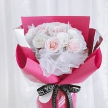 粉玫瑰花束/香皂花花束/生日花束/情人節花束/告白花束/女友花束