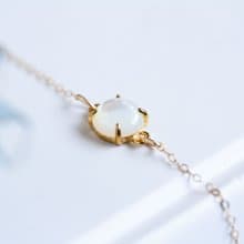 マザーオブパール(ホワイトシェル) カボションブレスレット　Silver925 × 14Kgf