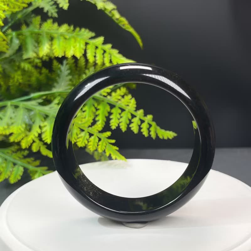 高品質 金曜石手鐲 60MM 灑金金沙黑曜石手環 耀眼靈動 招財辟邪