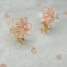 櫻之夢 水晶花手作耳夾