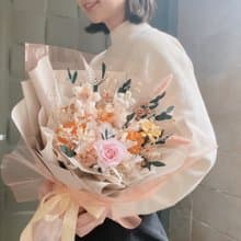 芯澄 粉橘色系 永生玫瑰花束 / 七夕花束 情人節禮物 畢業花束