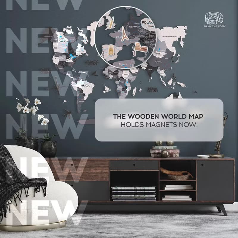 3D Travel Map Glow in The Dark, Unique Map, Rustic Home Decor by Enjoy The Wood
