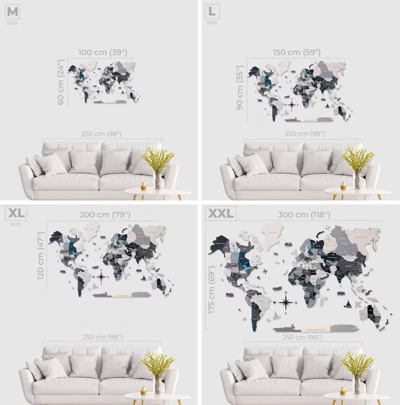 3D Travel Map Glow in The Dark, Unique Map, Rustic Home Decor by Enjoy The Wood