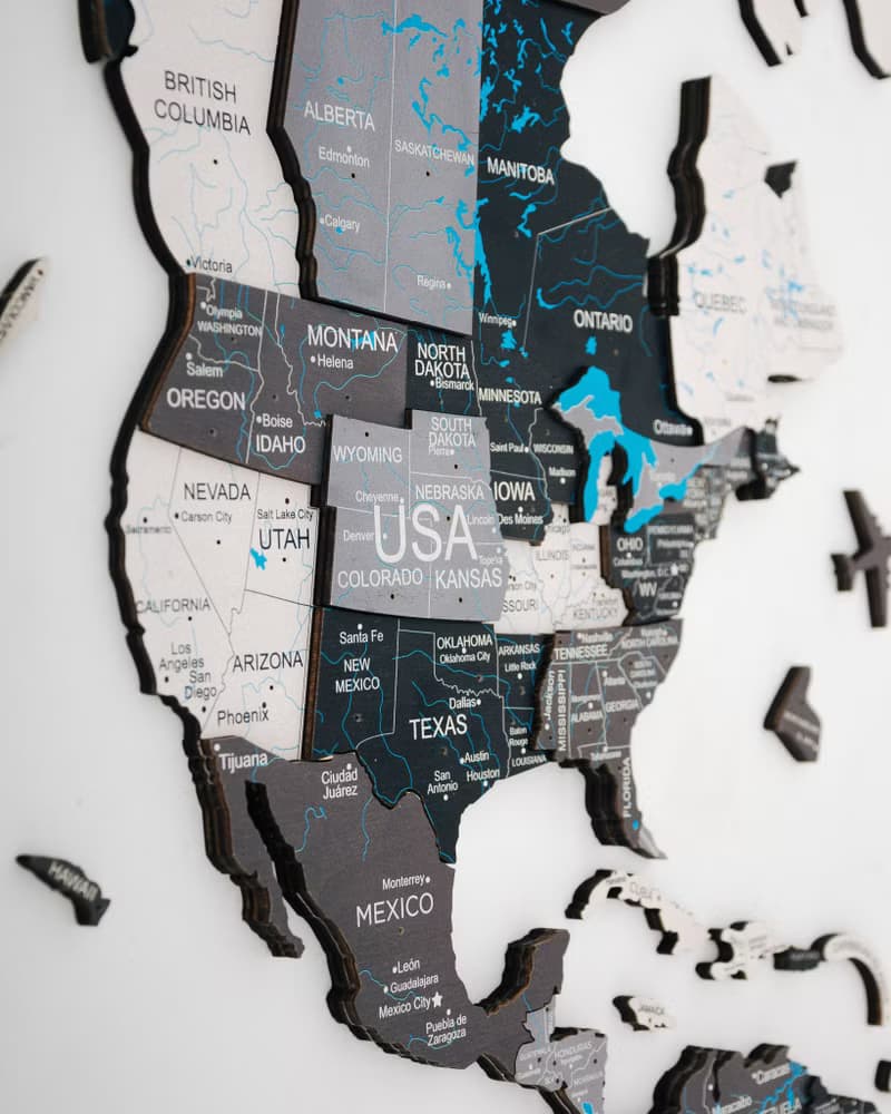 3D Travel Map Glow in The Dark, Unique Map, Rustic Home Decor by Enjoy The Wood