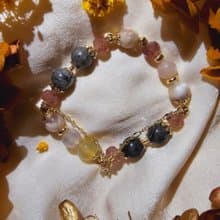 現貨 櫻花瑪瑙 草莓晶 黑髮晶【暗黑公主】 正能量提升自我手鍊