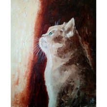 Cute Cat Painting Original, Pet Portrait, Animal Wall Art, Kitten Picture