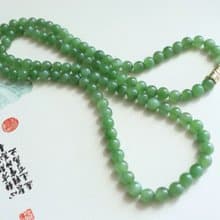 天然和田玉碧玉項鏈毛衣鏈 陽綠色水頭足脂份厚 媽媽鏈生日禮物
