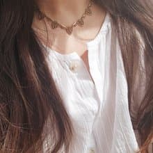 Bijoux ORIDEAL法國厚鍍金雕花古董花綵項鍊【歐洲古董首飾】
