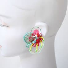 tsububu/片耳販売/ビーズ刺繍/微生物/ピアス,イヤリング/遊園地