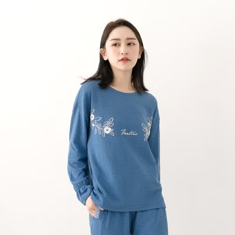 UMORFIL膠原蛋白公主袖口居家服-藍