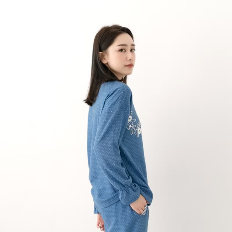 UMORFIL膠原蛋白公主袖口居家服-藍