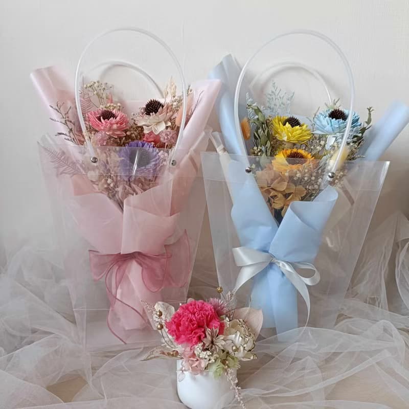 畢業禮物花束 我們會再見-馬卡龍外拍乾燥花束 婚禮結婚捧花乾燥