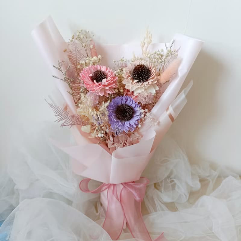 畢業禮物花束 我們會再見-馬卡龍外拍乾燥花束 婚禮結婚捧花乾燥