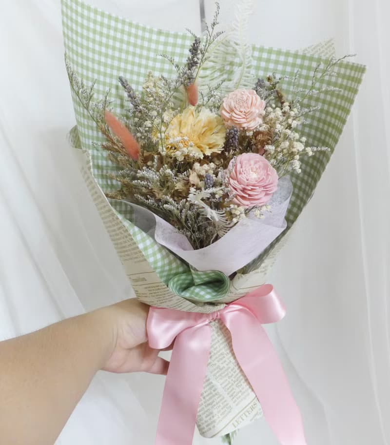 畢業禮物花束 我們會再見-馬卡龍外拍乾燥花束 婚禮結婚捧花乾燥