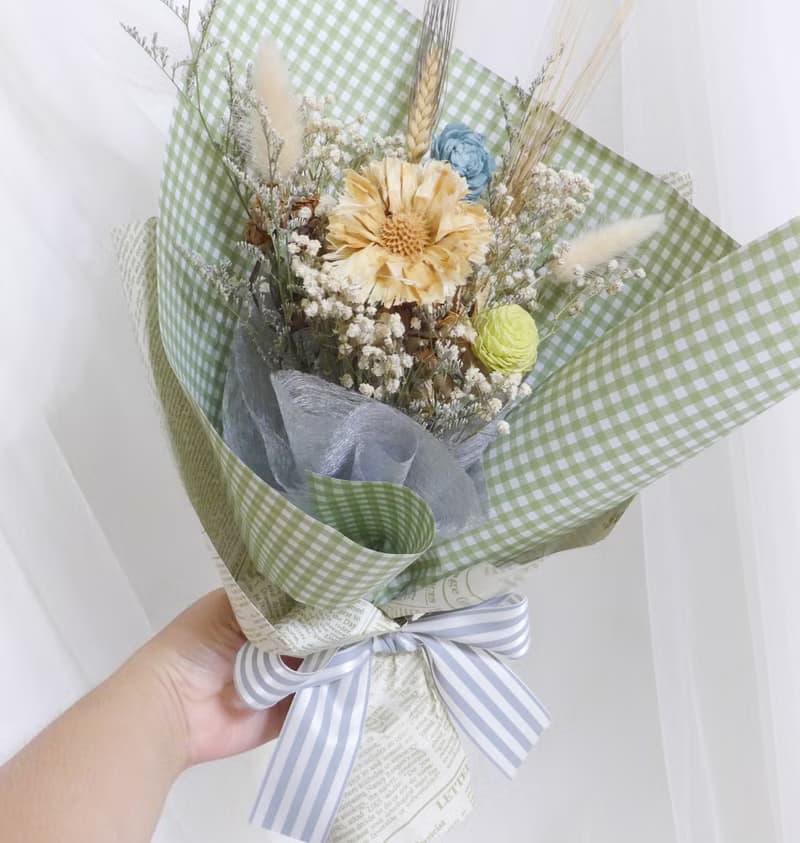 畢業禮物花束 我們會再見-馬卡龍外拍乾燥花束 婚禮結婚捧花乾燥
