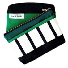手拿包 Canvas pouch Lovely bag Dark green color strip design YKK zipper 化妝包/收納袋