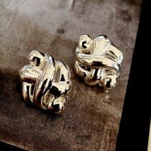vintage jewelry  Monet 古典鍍銀禮結 夾式耳環
